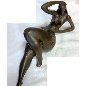Modern Art Bronze Nude Sculpture Figurine Signed NICK